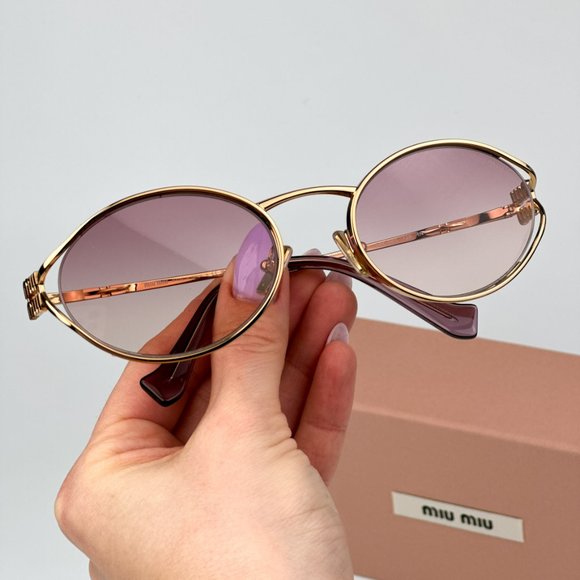 Miu Miu MU52YS 5AK06S BRAND NEW Sunglasses Gold Brown Gradient Violet Unisex main image 10